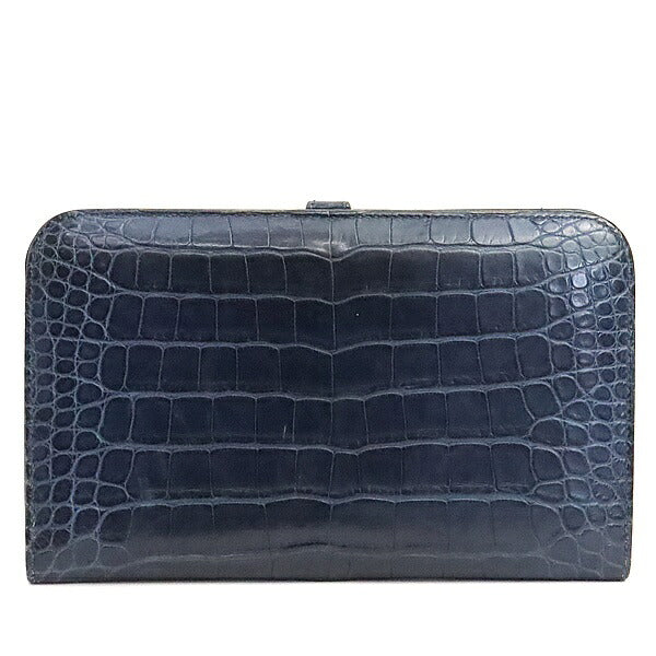 HERMES Dogon GM Crocodile Alligator Blue SVHW Belt Size ONE SIZE