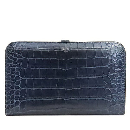 HERMES Dogon GM Crocodile Alligator Blue SVHW Belt Size ONE SIZE