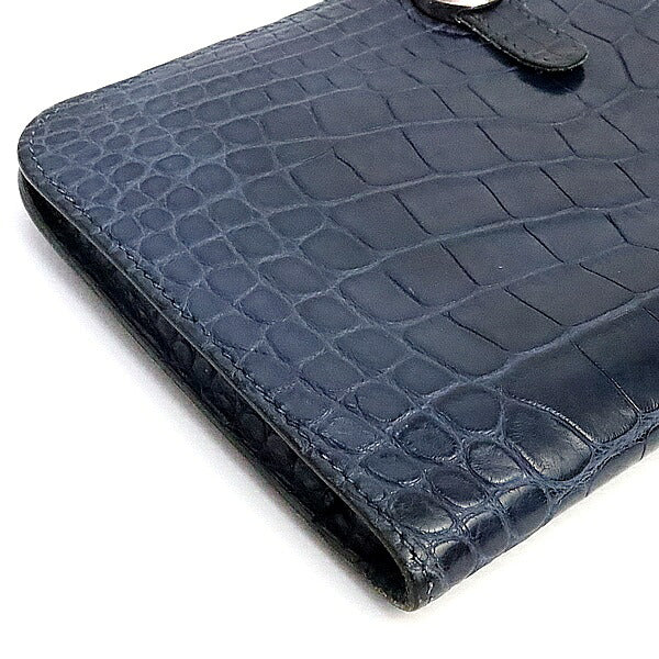 HERMES Dogon GM Crocodile Alligator Blue SVHW Belt Size ONE SIZE
