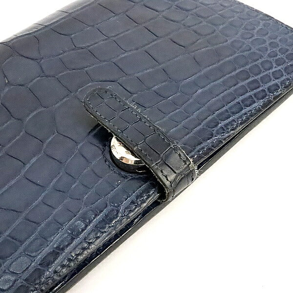HERMES Dogon GM Crocodile Alligator Blue SVHW Belt Size ONE SIZE