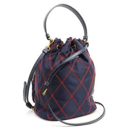 PRADA Nylon Triangle Logo 2-Way Navy GHW Bag Size ONE SIZE