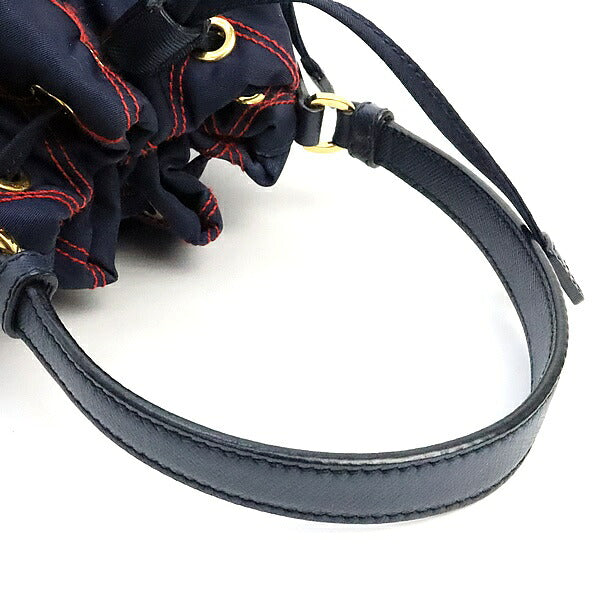 PRADA Nylon Triangle Logo 2-Way Navy GHW Bag Size ONE SIZE