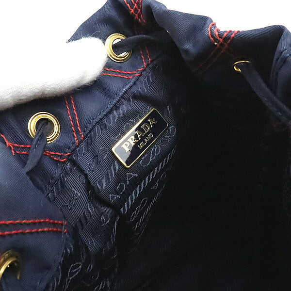 PRADA Nylon Triangle Logo 2-Way Navy GHW Bag Size ONE SIZE