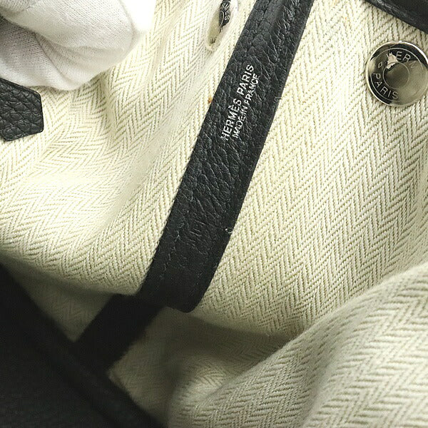 HERMES Garden Party TPM Negonda Leather Bag Black