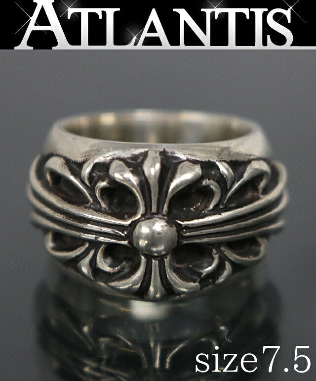 CHROME HEARTS Floral Cross Ring Silver SV925 Size ONE SIZE