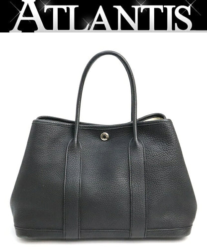 HERMES Garden Party TPM Negonda Leather Bag Black