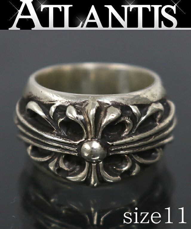 CHROME HEARTS Floral Cross Ring Silver SV925 Size ONE SIZE