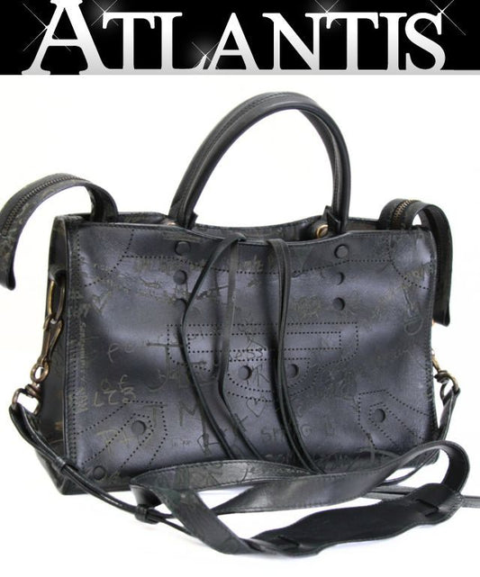 BALENCIAGA Blackout City Leather Shoulder Bag Size ONE SIZE