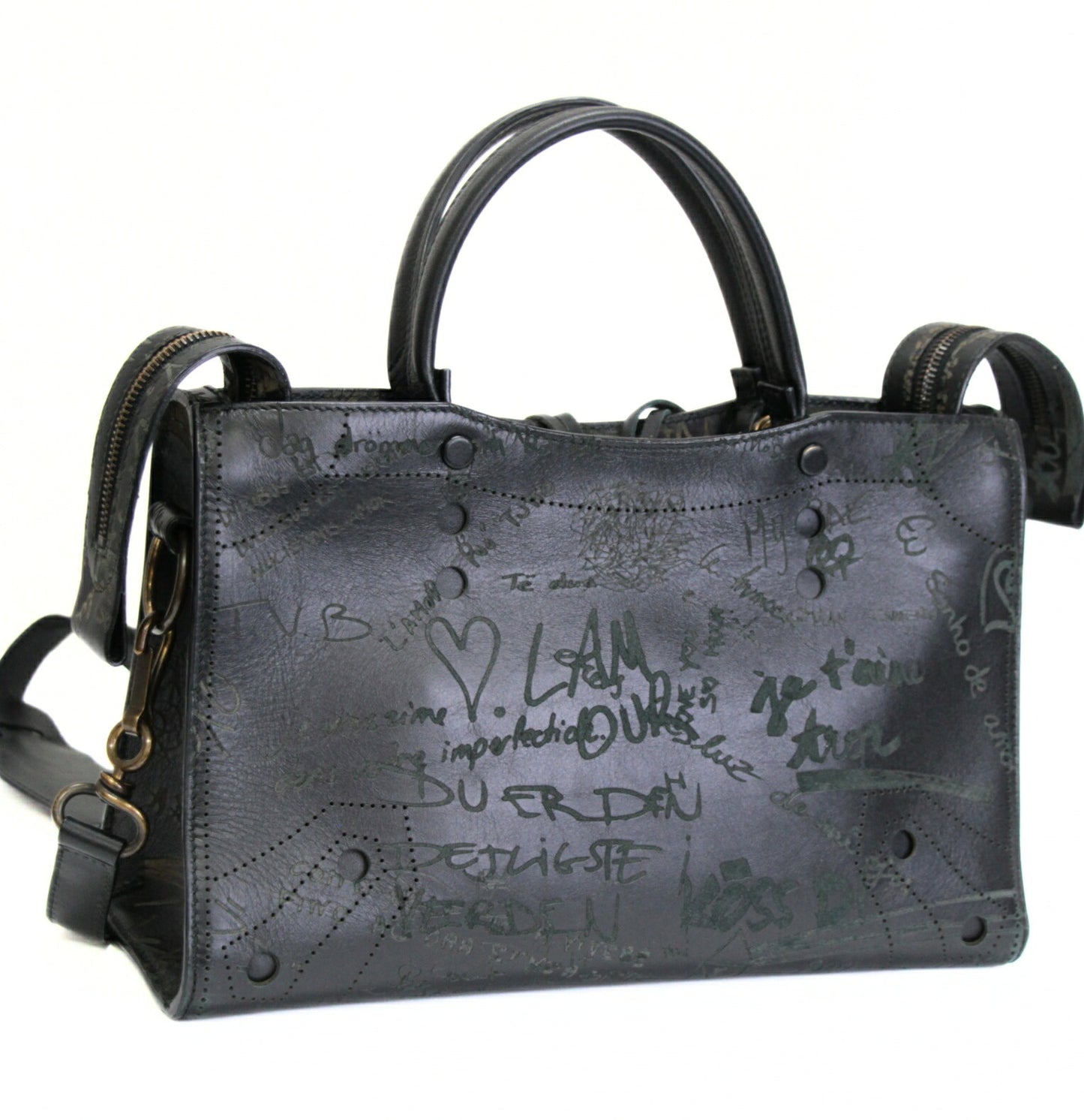 BALENCIAGA Blackout City Leather Shoulder Bag Size ONE SIZE