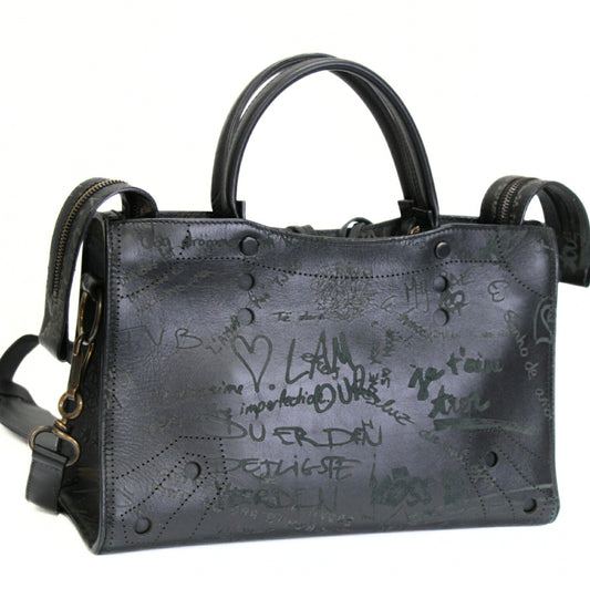 BALENCIAGA Blackout City Leather Shoulder Bag Size ONE SIZE