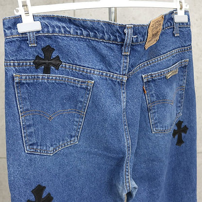 CHROME HEARTS Levi's 517 Cross Patch Denim Jeans Size 36