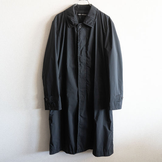 Issey Miyake Striped Mac Coat Black x White Size 3