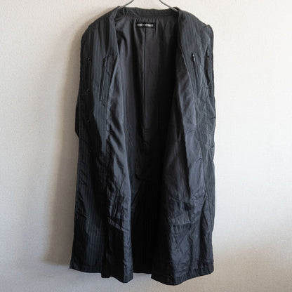 Issey Miyake Striped Mac Coat Black x White Size 3