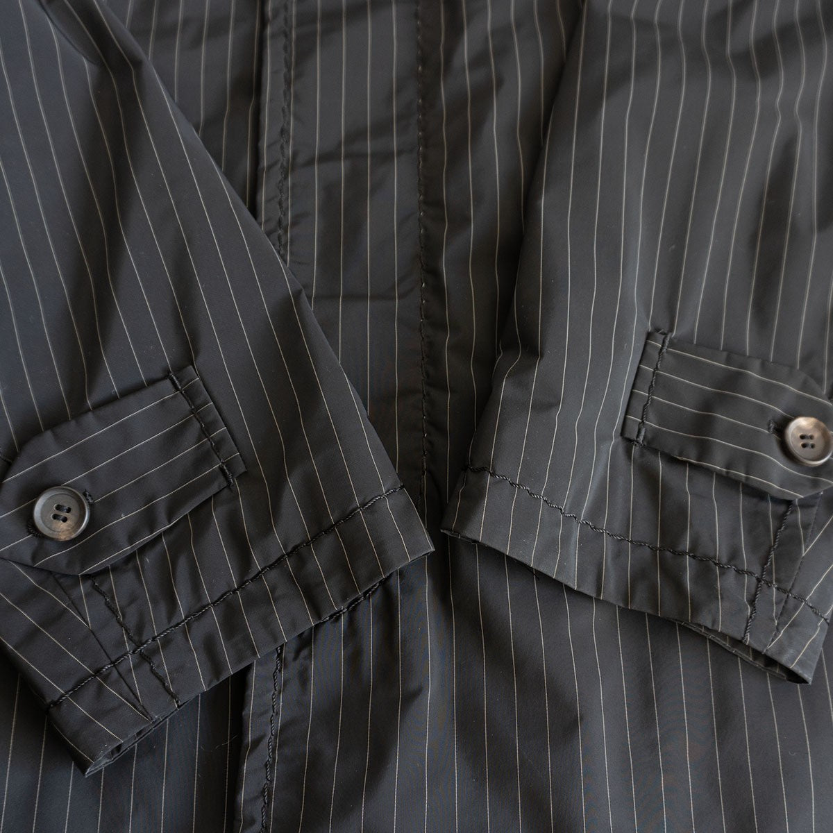 Issey Miyake Striped Mac Coat Black x White Size 3