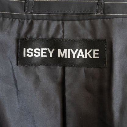 Issey Miyake Striped Mac Coat Black x White Size 3