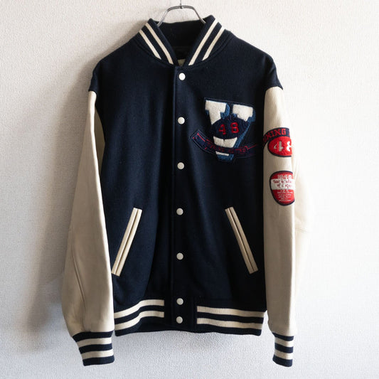 VAN JAC Leather-sleeved varsity jacket Size L