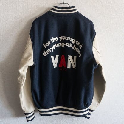 VAN JAC Leather-sleeved varsity jacket Size L