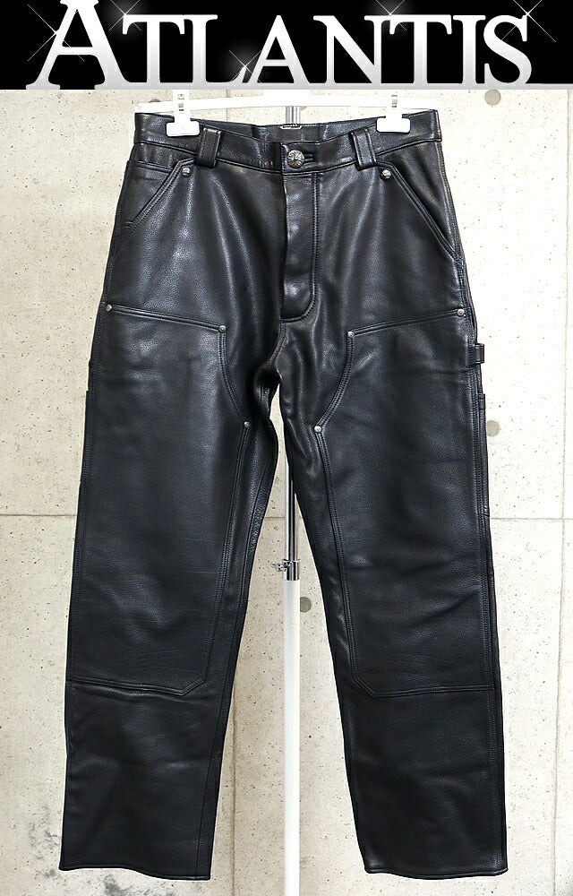 CHROME HEARTS Double Knee Leather Carpenter Pants Size 32