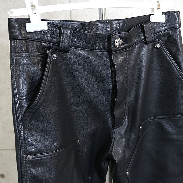 CHROME HEARTS Double Knee Leather Carpenter Pants Size 32