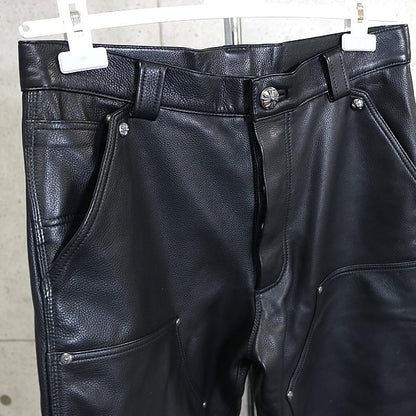 CHROME HEARTS Double Knee Leather Carpenter Pants Size 32