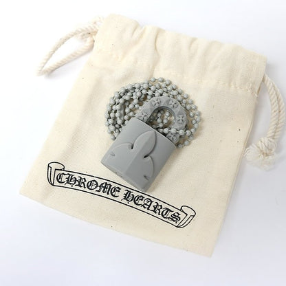 CHROME HEARTS Fleur Knee Padlock Necklace Gray Size ONE SIZE
