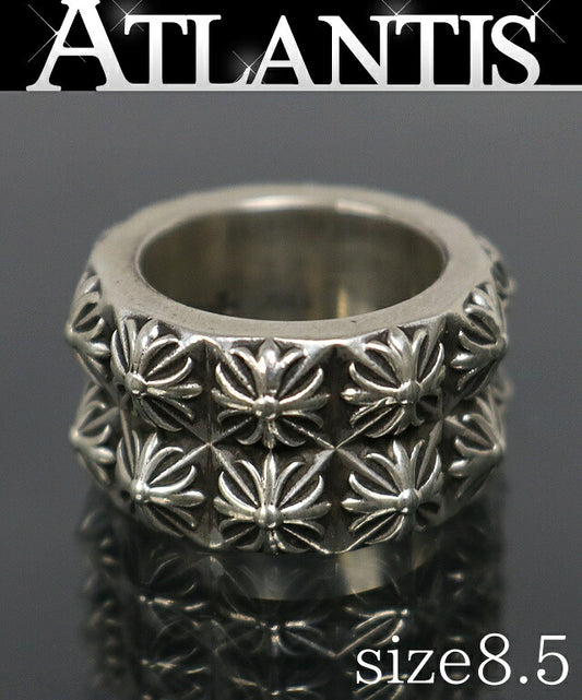 CHROME HEARTS Double Beat Punk Ring Silver Size US 4.5