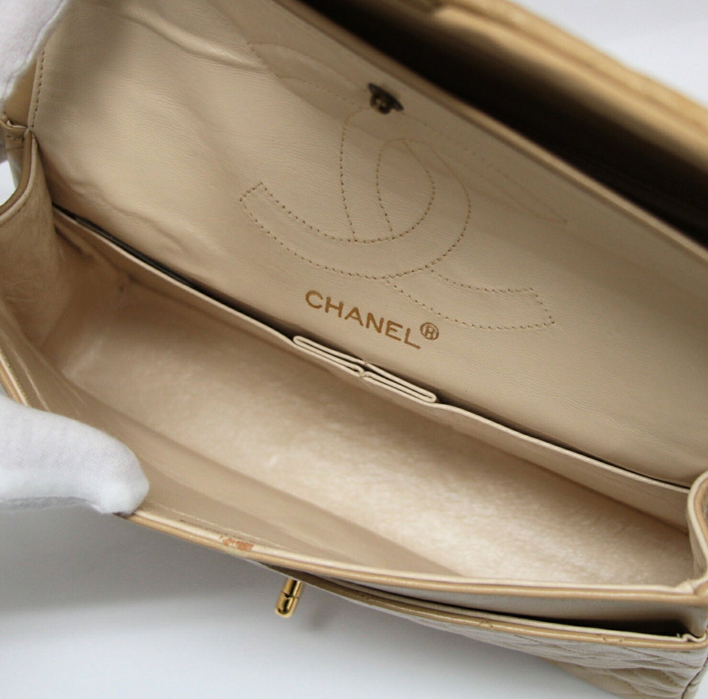 CHANEL Vintage Matelasse 25 Double Bag Beige Size ONE SIZE
