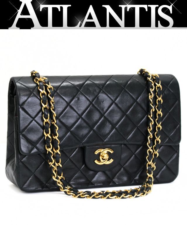 CHANEL Matelasse 25 Double Flap Black GHW Shoulder Bag Size ONE SIZE