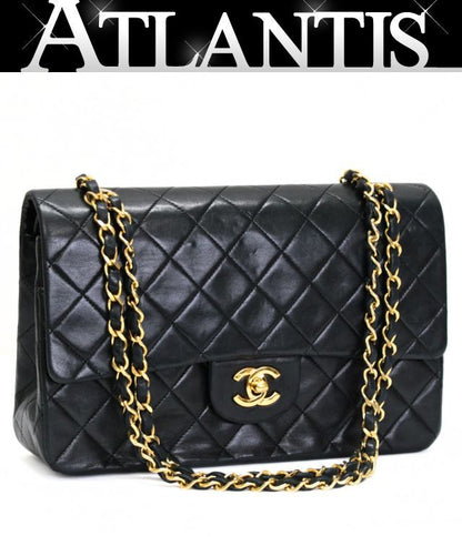 CHANEL Matelasse 25 Double Flap Black GHW Shoulder Bag Size ONE SIZE