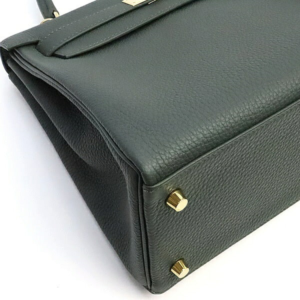 HERMES Kelly 28 Retourne Togo Vert Mangrove Handbag Size ONE SIZE