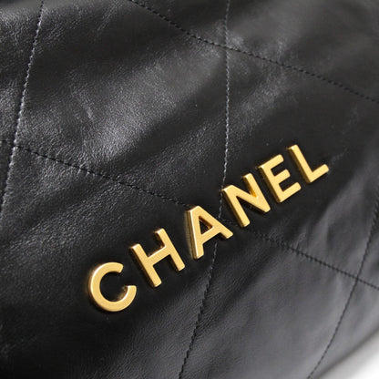 CHANEL 22 Large Shiny Calfskin Chain Bag Black Size ONE SIZE