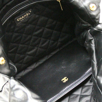CHANEL 22 Large Shiny Calfskin Chain Bag Black Size ONE SIZE
