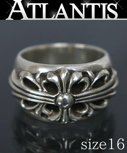 CHROME HEARTS Floral Cross Silver Ring Size ONE SIZE