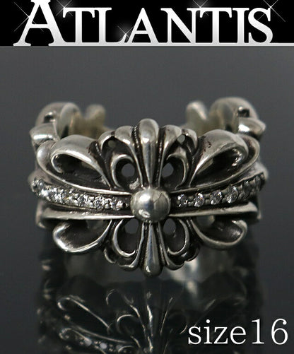 CHROME HEARTS Double Floral Cross Ring Pave Size ONE SIZE