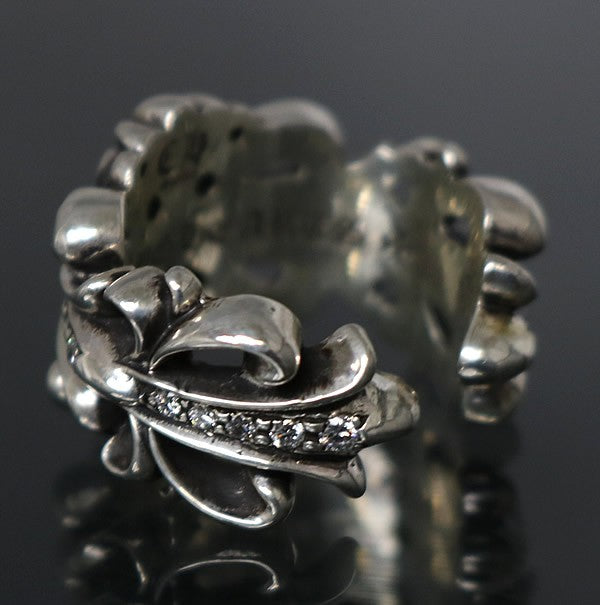 CHROME HEARTS Double Floral Cross Ring Pave Size ONE SIZE