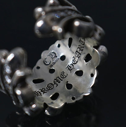 CHROME HEARTS Double Floral Cross Ring Pave Size ONE SIZE