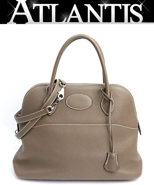 HERMES Bolide 31 Taurillon Clemence Bag Etoupe Size ONE SIZE