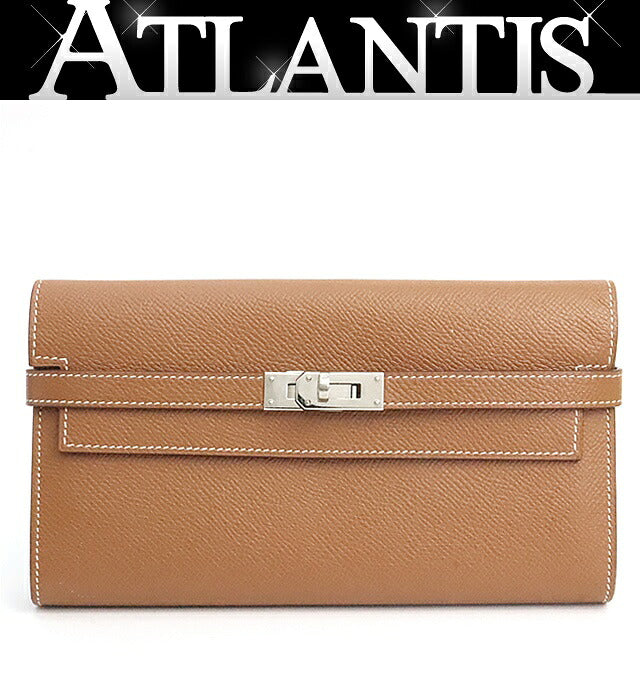 HERMES Kelly Epsom Leather Long Wallet Gold Size ONE SIZE