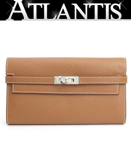 HERMES Kelly Epsom Leather Long Wallet Gold Size ONE SIZE