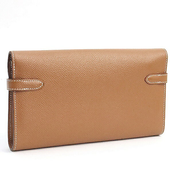 HERMES Kelly Epsom Leather Long Wallet Gold Size ONE SIZE