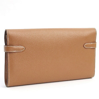 HERMES Kelly Epsom Leather Long Wallet Gold Size ONE SIZE