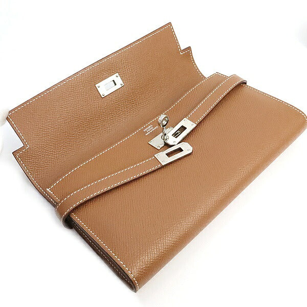 HERMES Kelly Epsom Leather Long Wallet Gold Size ONE SIZE