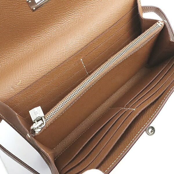HERMES Kelly Epsom Leather Long Wallet Gold Size ONE SIZE