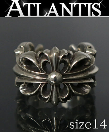 CHROME HEARTS Double Floral Cross Ring Silver Size ONE SIZE