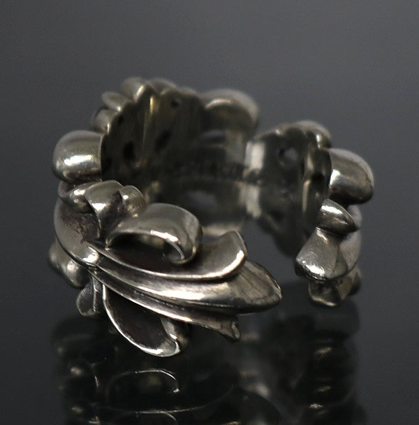 CHROME HEARTS Double Floral Cross Ring Silver Size ONE SIZE