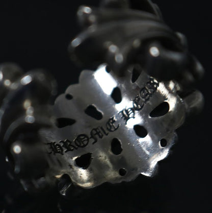 CHROME HEARTS Double Floral Cross Ring Silver Size ONE SIZE