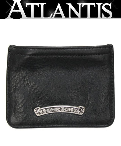 CHROME HEARTS Black Leather Zipper Coin Case Size ONE SIZE