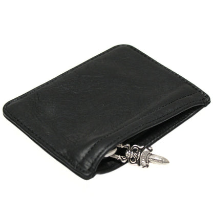 CHROME HEARTS Black Leather Zipper Coin Case Size ONE SIZE