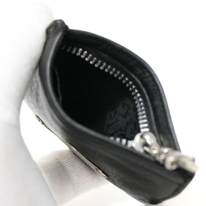 CHROME HEARTS Black Leather Zipper Coin Case Size ONE SIZE