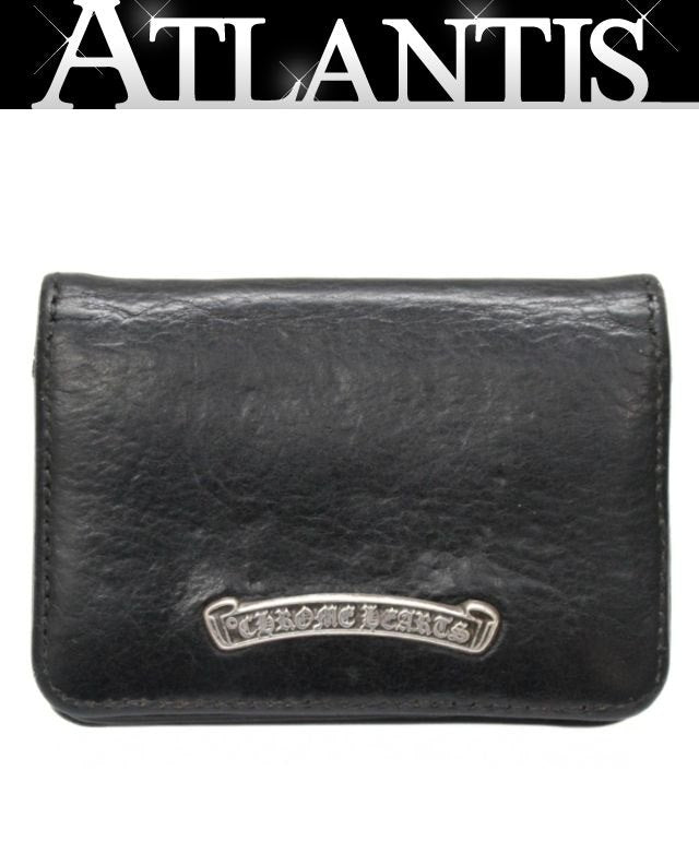 CHROME HEARTS Black Leather 3-Pocket Card Case Size ONE SIZE